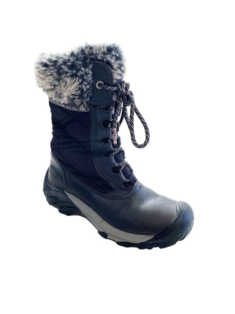 KEEN Hoodoo III 6 Black Leather Boots Waterproof Winter Snow Faux Fur Mid Calf - Picture 3 of 12